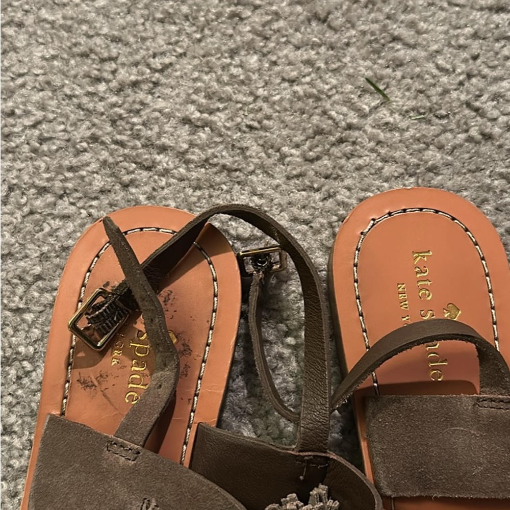 Kate Spade Dark Brown Suede Sandals. - Picture 3 of 5